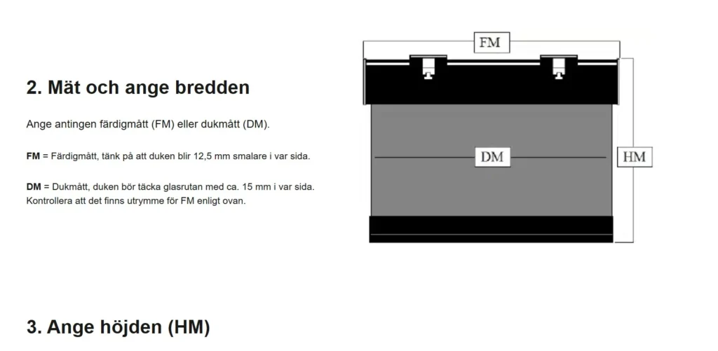 cabinscreen mätanvisning