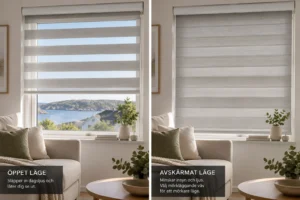 Day & Night-rullgardin i öppet och avskärmat läge